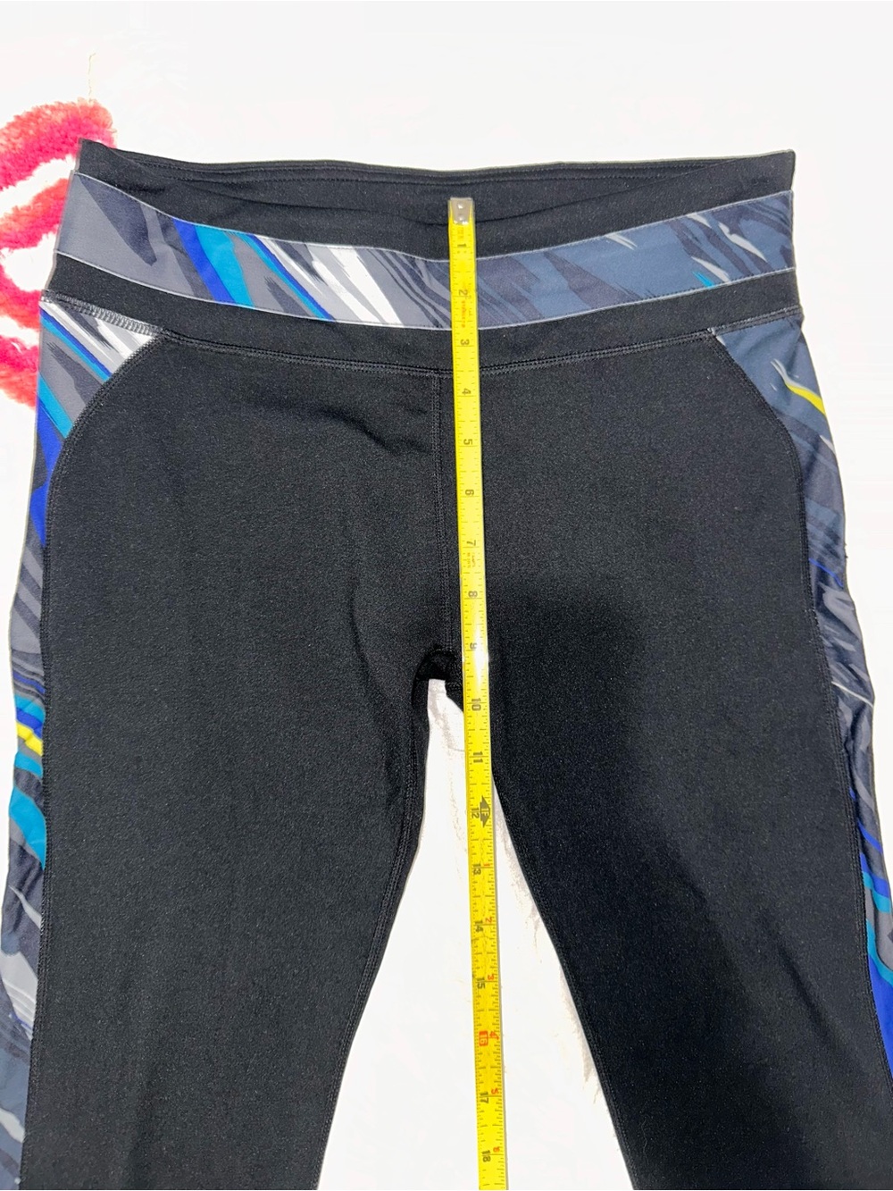 Fila Black Leggings with Blue & Gray Accent Panels